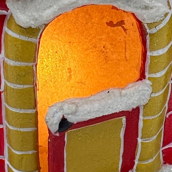 Vintage 80s Hand Painted Ceramic Light Santa House Lamp Christmas Light Kitsch - Picture 6 of 8
